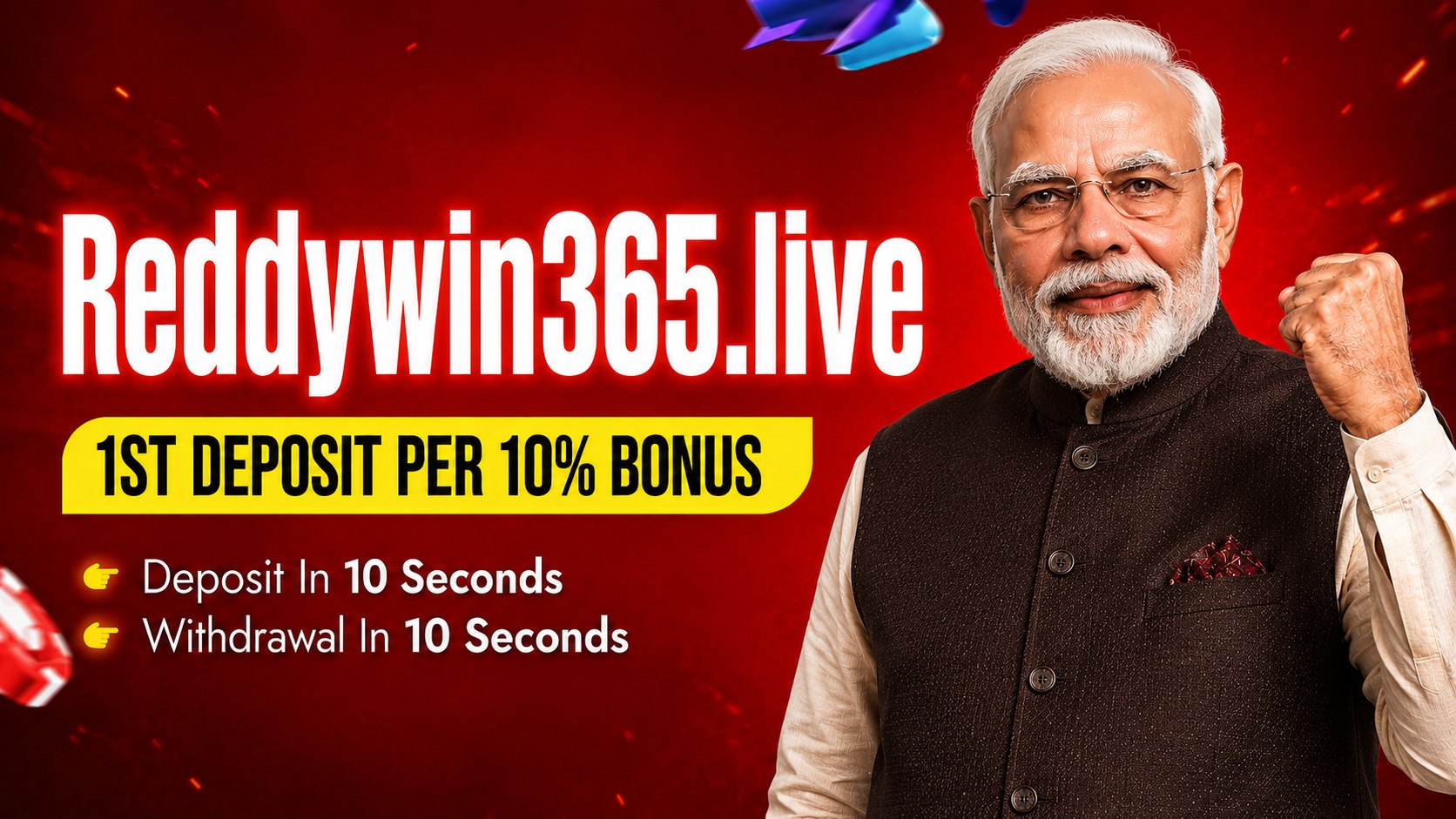 Reddywin365 Book 1st deposit per 10% Bounce