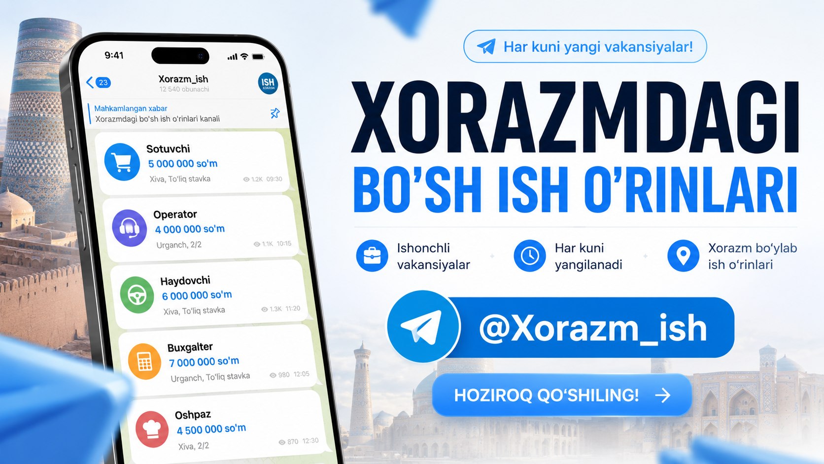 Xorazm ish | Rasmiy kanali